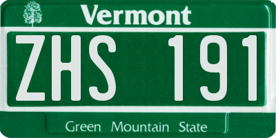 VT license plate ZHS191