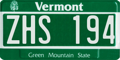 VT license plate ZHS194