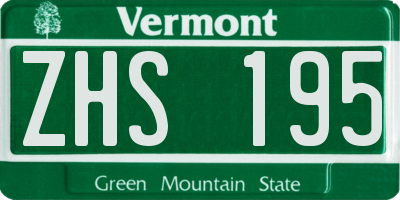 VT license plate ZHS195
