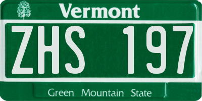 VT license plate ZHS197