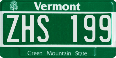 VT license plate ZHS199