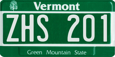 VT license plate ZHS201