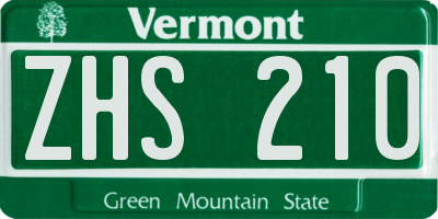 VT license plate ZHS210