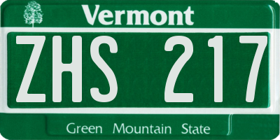 VT license plate ZHS217