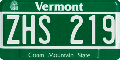 VT license plate ZHS219