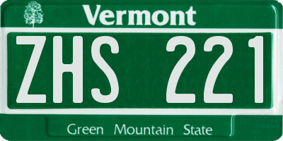 VT license plate ZHS221