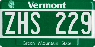 VT license plate ZHS229