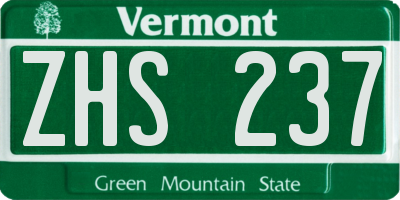 VT license plate ZHS237