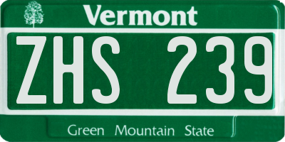 VT license plate ZHS239