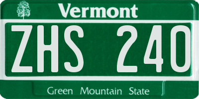 VT license plate ZHS240