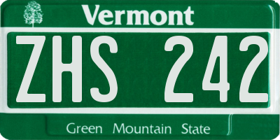 VT license plate ZHS242