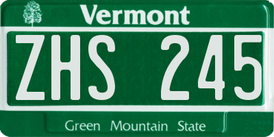 VT license plate ZHS245