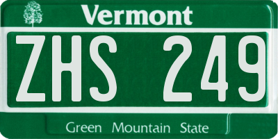 VT license plate ZHS249