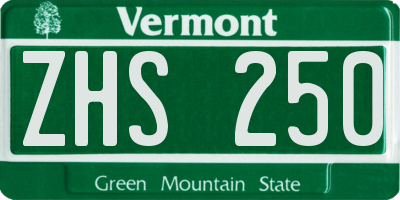 VT license plate ZHS250