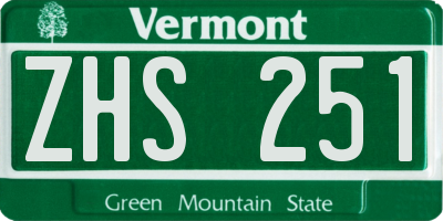 VT license plate ZHS251