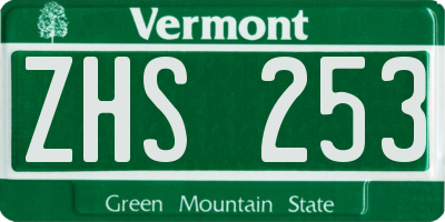 VT license plate ZHS253