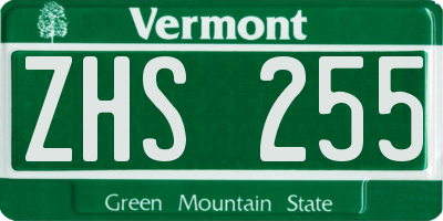 VT license plate ZHS255