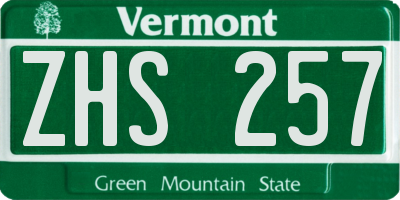 VT license plate ZHS257