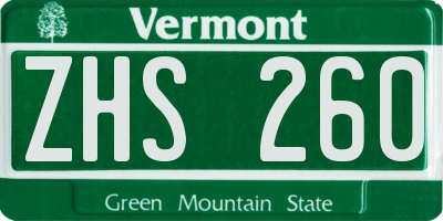 VT license plate ZHS260