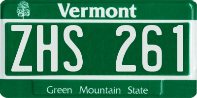 VT license plate ZHS261