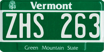 VT license plate ZHS263
