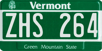 VT license plate ZHS264