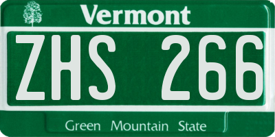 VT license plate ZHS266