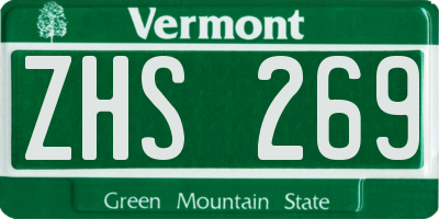 VT license plate ZHS269