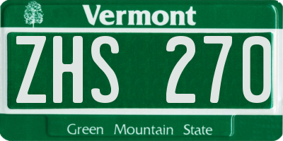 VT license plate ZHS270