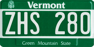 VT license plate ZHS280