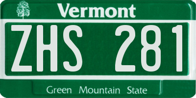 VT license plate ZHS281