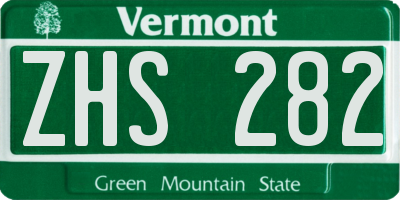VT license plate ZHS282
