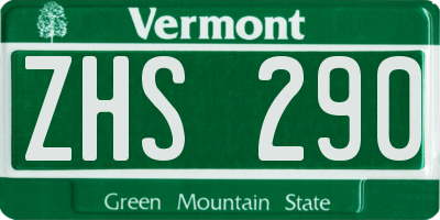 VT license plate ZHS290