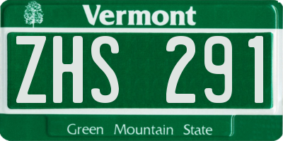 VT license plate ZHS291