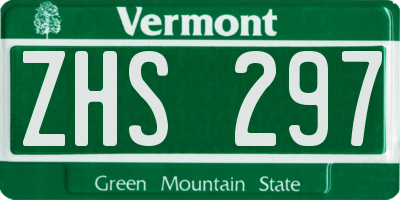 VT license plate ZHS297