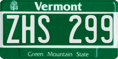 VT license plate ZHS299