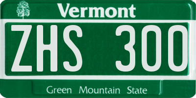 VT license plate ZHS300