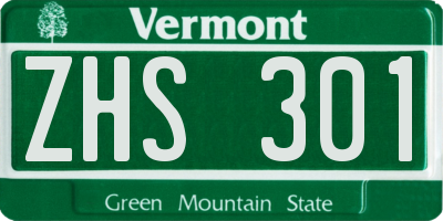 VT license plate ZHS301