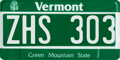 VT license plate ZHS303