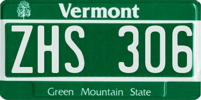 VT license plate ZHS306