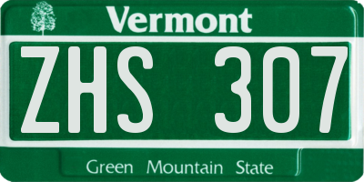 VT license plate ZHS307