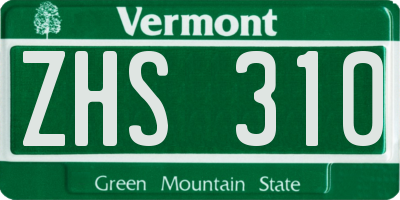 VT license plate ZHS310