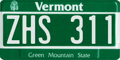 VT license plate ZHS311