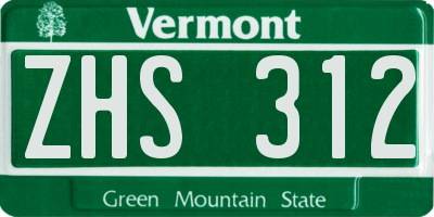 VT license plate ZHS312