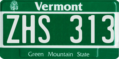 VT license plate ZHS313