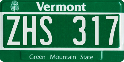VT license plate ZHS317