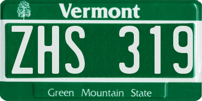 VT license plate ZHS319