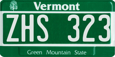 VT license plate ZHS323