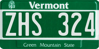 VT license plate ZHS324