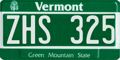 VT license plate ZHS325